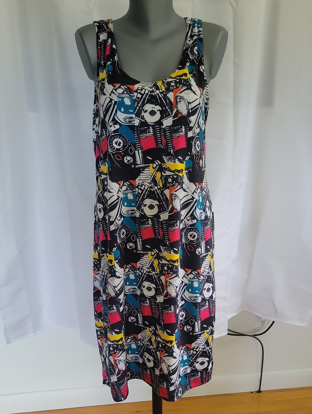 Harley-Davidson Tank Dress XL Yellow/Pink/Blue/Black 90s Y2K